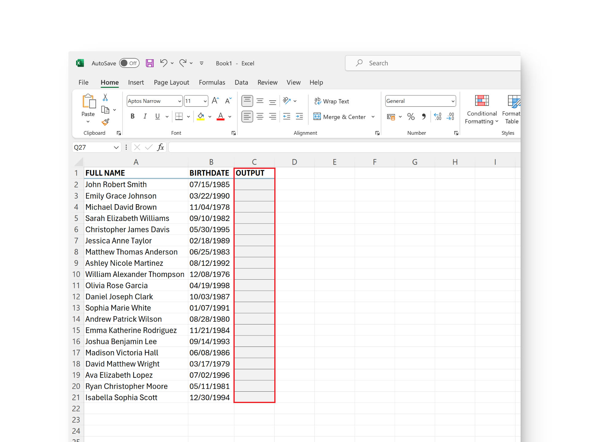 Excel'de Doğum Tarihine Göre Hücrelerden İsim Çıkarma