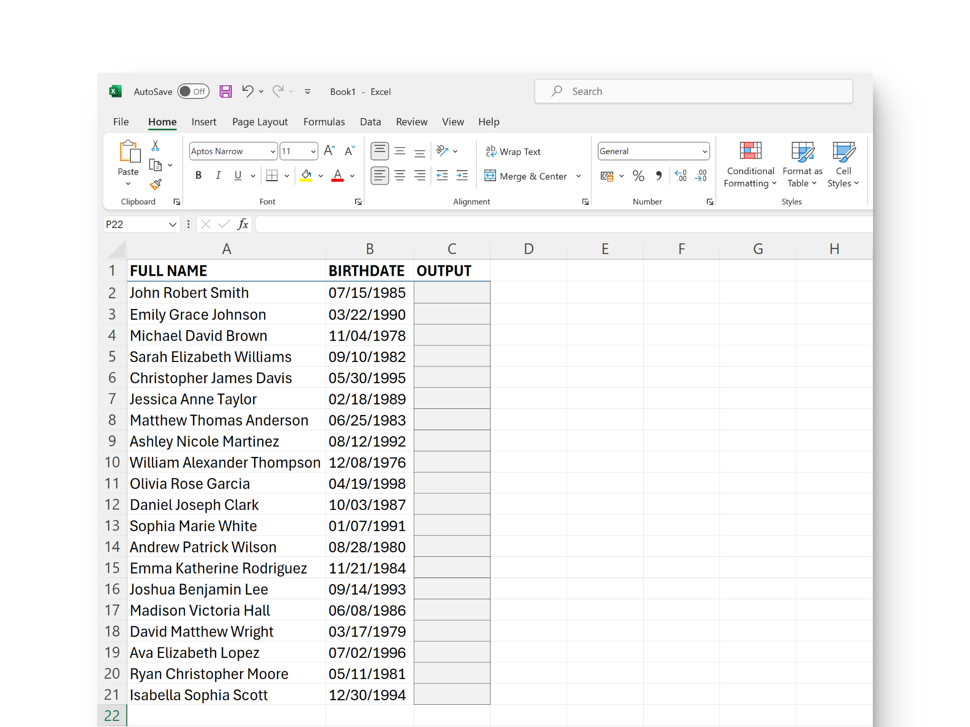 Excel'de Doğum Tarihine Göre Hücrelerden İsim Çıkarma