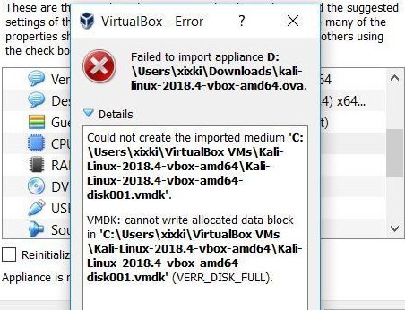 VirtualBox VERR_DISK_FULL hatası